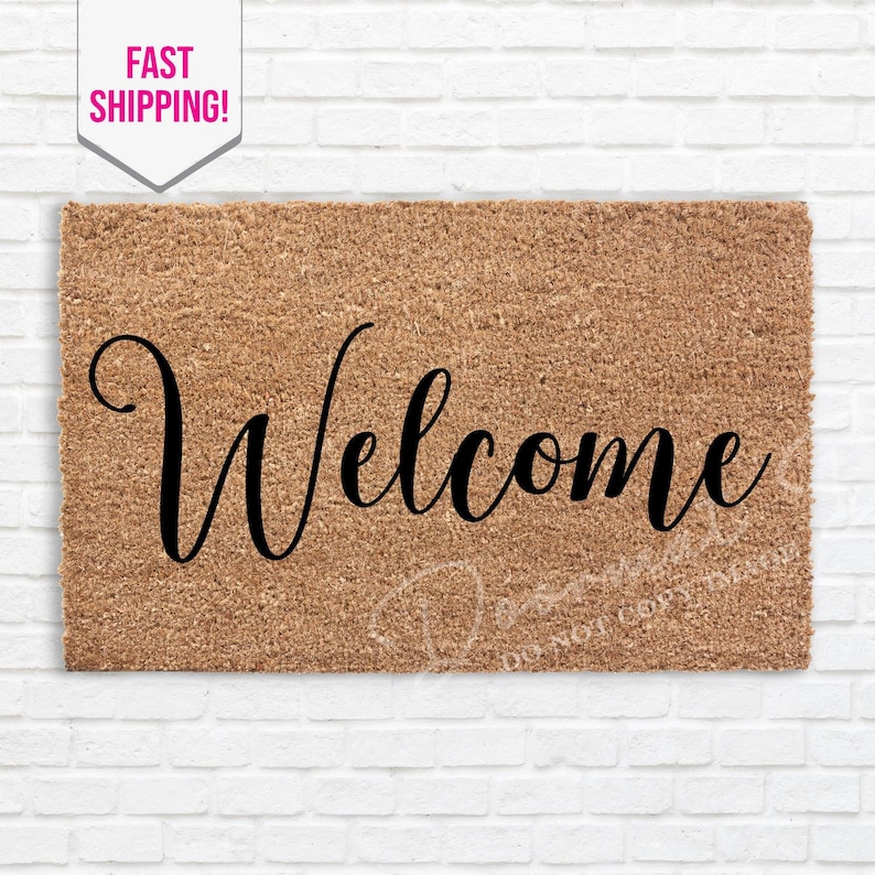 Welcome Doormat Flocked Coir Outdoor Mat Custom Housewarming Gift image 1