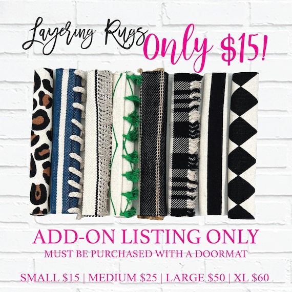 ADD-ON ITEM | Must Be Purchased With Doormat, Cotton Rug, Woven Rug, Indoor Outdoor Layered Doormat, Fits UnderDoormats, Entryway Decor