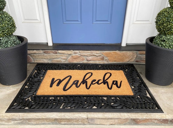 Personalized Name Doormat Flocked Coir Door Mat Welcome Mat 