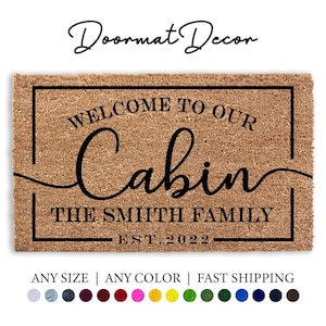 Cabin Doormat Flocked Coir Rug for Outdoor Custom Welcome Personalized Hunting Home Door