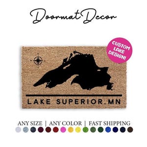Lake Name Doormat Personalized Outdoor Welcome Mat for Beach  Lake Homes
