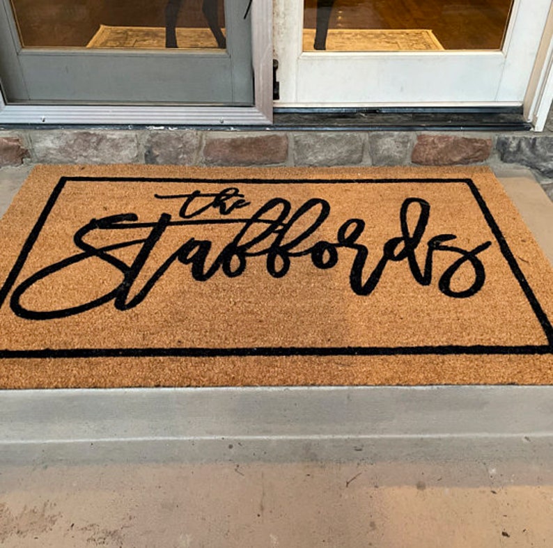Personalized Name Doormat Flocked Coir Door Mat Mat Etsy