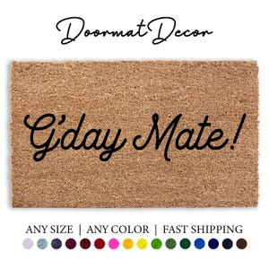 Capacho personalizado GDay Mate, tapete de boas-vindas australiano, decoração de presente ao ar livre personalizada