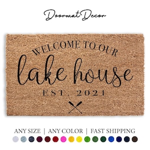 Lake House Doormat Custom Outdoor Welcome Mat for Beach Home Decor Unique Lake Decor