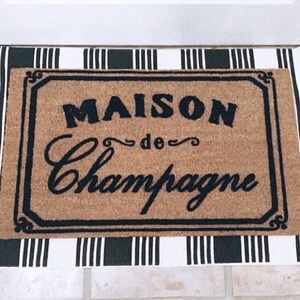 Maison De Champagne Flocked Coir Doormat  Custom Personalized Outdoor Welcome Mat Elegant French Decor for Housewarming