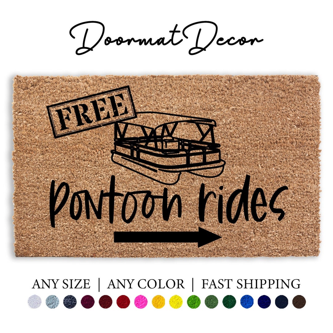 Free Pontoon Rides Doormat, Summer Sun Beach Doormat, Lake House Boat