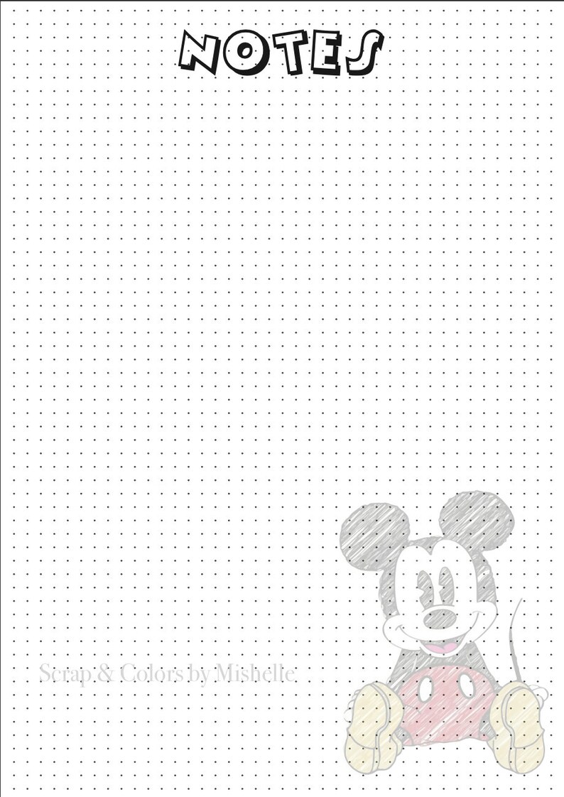 Printable Mickey Notes Dotted Sheets A5 - Etsy