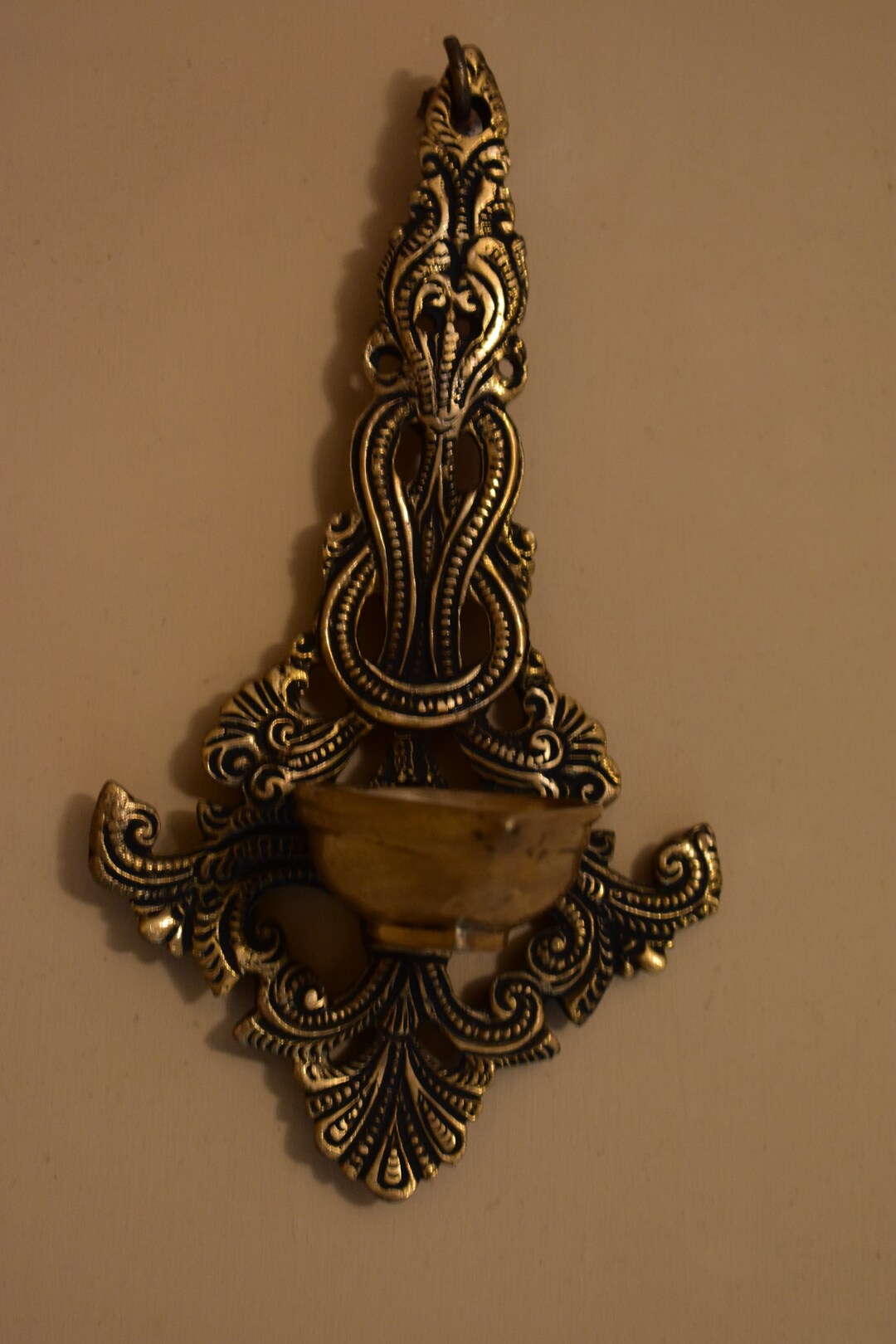 Brass Wall Mounted Oil Lamp Victorian Vintage Brass Oil Lamp Etsy