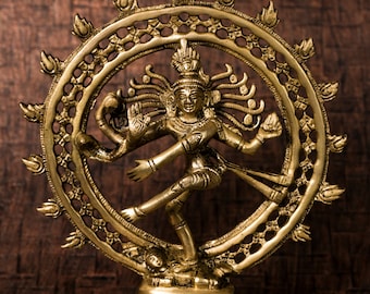 Brass Nataraja sculpture | Dancing Lord Shiva statue | Hindu temple decor