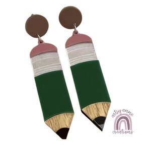 Pencil Earrings / Pencil Acrylic Earrings / Teacher Earrings  / Teacher Gift / School Earrings / Teacher Appreciation / Lightweight Earrings