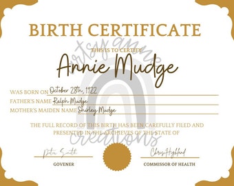 Annie Jr. Annie Mudge Birth Certificate