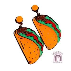 Taco Earrings / Taco Acrylic Earrings / Cute Taco Earring / Teacher Earrings / Quirky Earrings / Unique Earrings / Lightweight Earrings