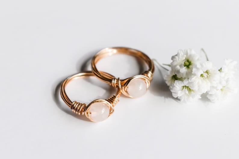 Gold gemstone wire wrapped ring