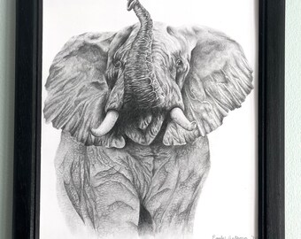 象の鉛筆画 | サファリ動物アート - Etsy 日本