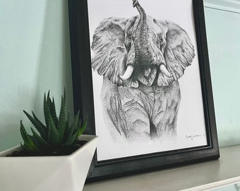 象の鉛筆画 | サファリ動物アート - Etsy 日本
