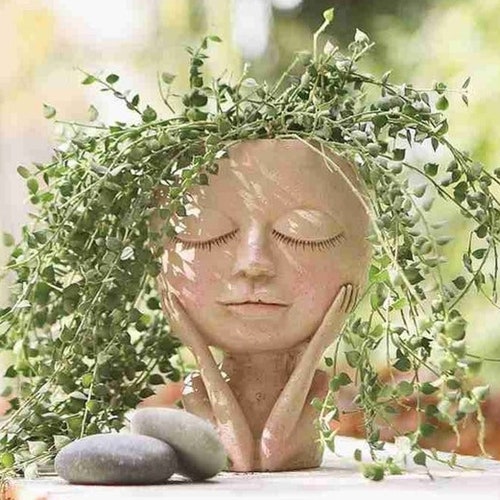 Girl Face Flower Planter Pot Head Flower Vase Nordic Etsy