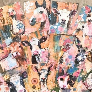 Farm Animal Junk Journal Ephemera, cartes de journal, kit de journal indésirable, kit de scrapbooking, animaux éphémères, fabrication de cartes, collage