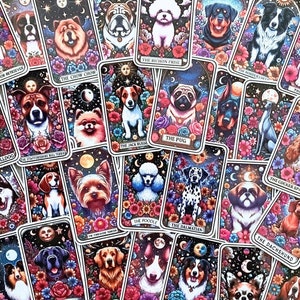 Stickers chien, stickers pour carnet de bord, stickers tarot, albums de coupures, astrologie, fabrication de cartes, collage