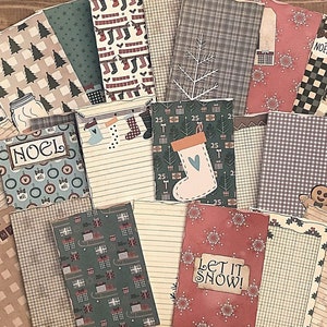 Noël Junk Journal Ephemera, cartes de visite, journal de Noël, éphémères vintage, kit de scrapbooking, kit de journal indésirable, fabrication de cartes, collage