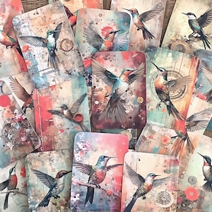 Colibri Junk Journal Ephemera, cartes de journal, journaux d'oiseaux, éphémères d'oiseaux, kit de scrapbooking, fabrication de cartes, collage
