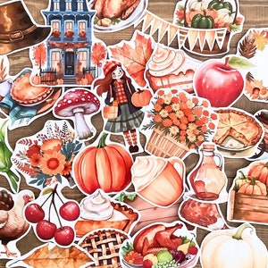 Autocollants de Thanksgiving, autocollants de journal indésirable, autocollants d'automne, journal d'automne, éphémères d'automne, autocollants de scrapbooking, fabrication de cartes, collage