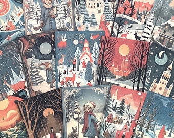 Cartes de style carte de voeux de Noël, éphémères de Noël vintage, morceaux de papier, kit de scrapbooking, journal indésirable, fabrication de cartes, collage