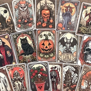 Autocollants de carte de tarot d'Halloween, kit de journal indésirable, autocollants d'Halloween, autocollants de journal, albums de coupures, fabrication de cartes, collage