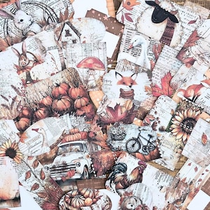 Ensemble d'éphémères d'automne, album d'automne, journal indésirable, éphémères d'automne, éphémères d'automne, éphémères de coupe difficile, journaux, fabrication de cartes, collage