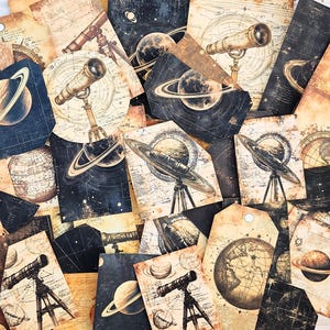 vintage Junk Journal éphémères, journal d'astrologie, éphémères célestes, astronomie, albums de coupures, papier céleste, journaux intimes, fabrication de cartes, collage