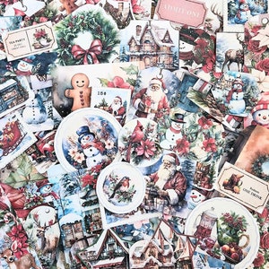 Ensemble d'éphémères de Noël, scrapbooking, journal indésirable, papier de Noël, coupes difficiles, journaux de Noël, scrapbooking de Noël, fabrication de cartes, collage