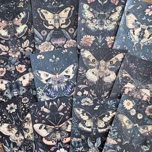 Cartes de journal Dark Autumn Moth, journal gothique, cartes de journal, journal sombre, journaux d'automne, kit de scrapbooking, journal indésirable, fabrication de cartes, collage