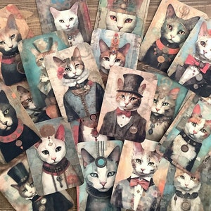 Cat Junk Journal Ephemera, cartes de visite, journal de chat, papier de chat, kit de scrapbooking, fabrication de cartes, collage