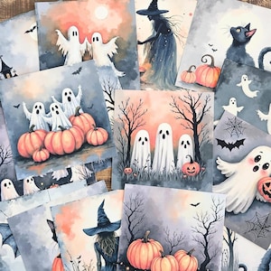 Cartes de journal d'Halloween, journal d'Halloween, papier d'Halloween, papier de journal indésirable, journal d'automne, scrapbooking, fabrication de cartes, collage