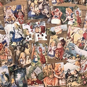 Stickers vintage Alice Junk Journal, journal vintage, stickers vintage stickers scrapbooking, fabrication de cartes, collage