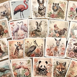 Autocollants pour carnet de bord, autocollants animaux, autocollants pour timbres, autocollants pour carnet, kit de scrapbooking, fabrication de cartes, collage