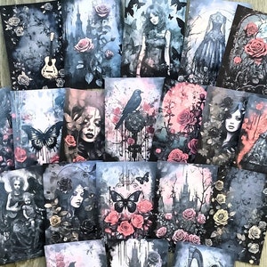 Gothic Journal Ephemera, papier de scrapbooking, éphémères de scrapbooking, cartes journal, kit de scrapbooking, kit de journal indésirable, fabrication de cartes, collage