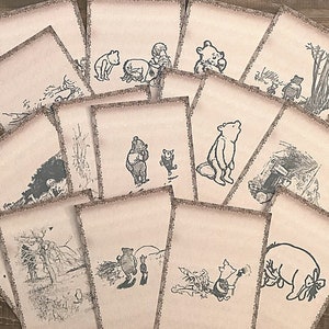 vintage Winnie l'ourson éphémères, cartes journal, journal vintage, kit de scrapbooking, kit de journal indésirable, fabrication de cartes, collage
