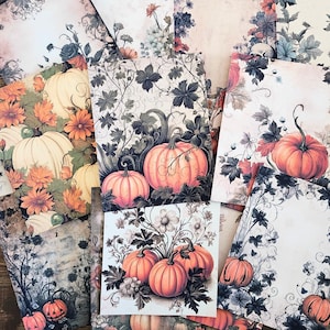 Citrouilles d'automne Junk Journal Ephemera, cartes journal, journaux d'automne, journaux d'automne, kit de scrapbooking, papier Halloween, fabrication de cartes, collage