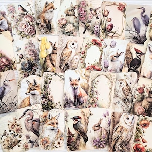 Cottagecore Stickers, Woodland Animal Journal, Scrapbook Ephemera Pack