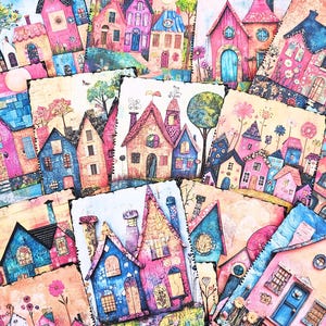 Papier journal indésirable, éphémères de scrapbooking, cartes journal, papier de scrapbooking, kit de scrapbooking, kit de journal, maisons fantaisistes, fabrication de cartes, collage