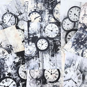Papier journal indésirable, éphémères de scrapbooking, cartes de journal, papier de scrapbooking, kit de scrapbooking, kit de journal, papier noir et blanc, collage