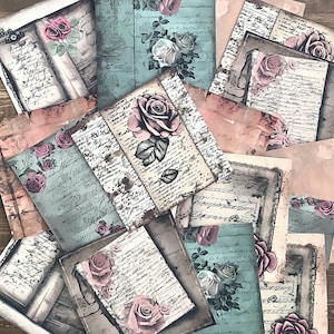 Junk Journal Ephemera vintage, papier vintage, cartes de journal, kit de journal, papier de fond, kit de scrapbooking, fabrication de cartes, collage