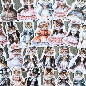 Pack d'autocollants chat, journal indésirable, autocollants chat, amoureux des chats, autocollants journal chat, albums de coupures, journal vintage, fabrication de cartes, collage