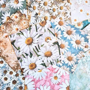 Papier journal indésirable, papier de scrapbooking, kit de scrapbooking, fournitures de journal, fournitures de scrapbooking, marguerites, papier de fond, fabrication de cartes