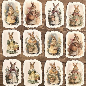 autocollants vintage de journal indésirable de Pâques, autocollants lapin, autocollants de Pâques, autocollants de printemps, journal de Pâques, kit de scrapbooking, fabrication de cartes, collage