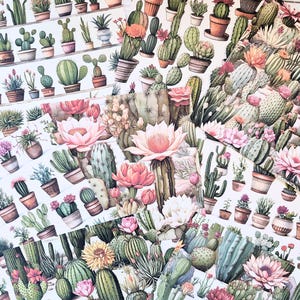 Papier journal indésirable, papier de scrapbooking, kit de scrapbooking, fournitures de journal, fournitures de scrapbooking, cactus, papier de fond, fabrication de cartes