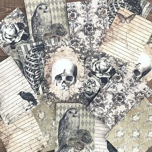 Gothique Junk Journal Ephemera, cartes de journal gothiques, papier gothique, kit de scrapbooking, fabrication de cartes, collage