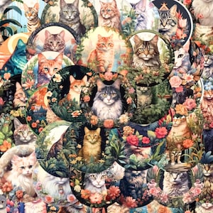 Cat Stickers, Scrapbook Ephemera, Junk Journal Supplies, Cardmaking, Collage