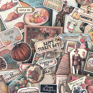 Éphémères du journal indésirable de Thanksgiving, éphémères d'automne, kit de scrapbooking, fabrication de cartes, collage