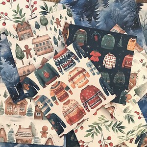 Éphémères de Noël douillets, papier de fond pour journal de Noël, papier cartonné, kit de scrapbooking, journal indésirable, papier de scrapbooking, fabrication de cartes, collage